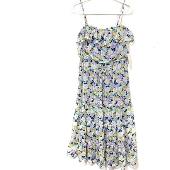 Rowa Flora Print Layered Ruffle Spaghetti Strap Maxi Dress Size M NWT Multicolor - Picture 1 of 6